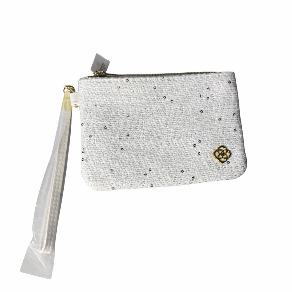 Kendra Scott Cream Sequin Tweed Pouch Wristlet NWT